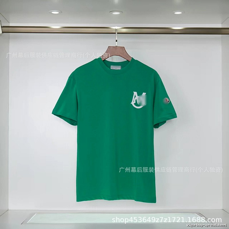 Moncler Letter Print Casual Style Green Short-sleeve T-shirt