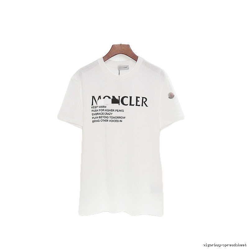 Moncler Letter Print Casual Style White T-Shirt