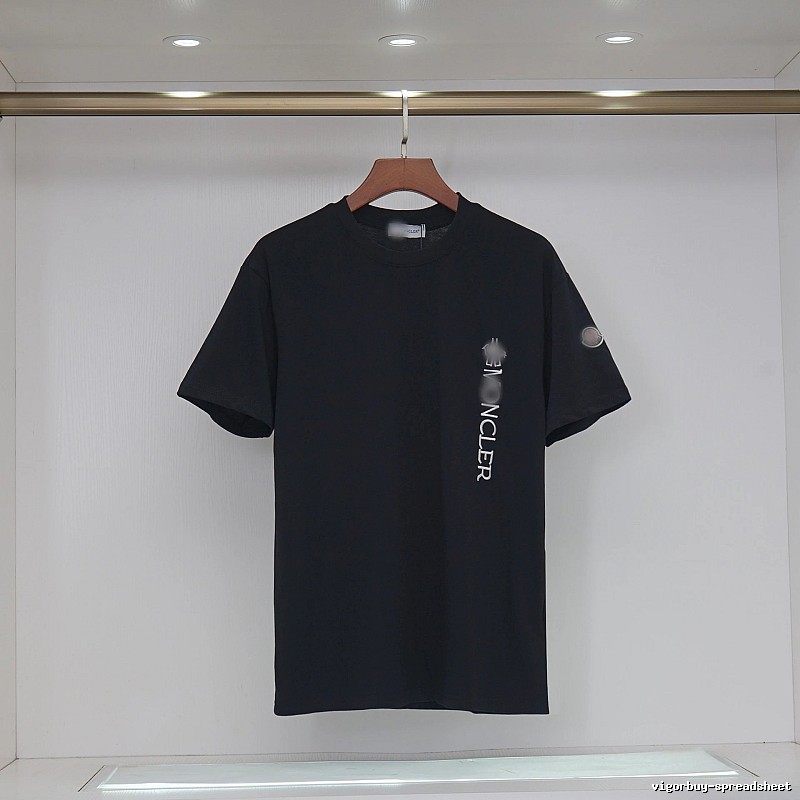 Moncler Letter Print Minimalist Style Black T-Shirt
