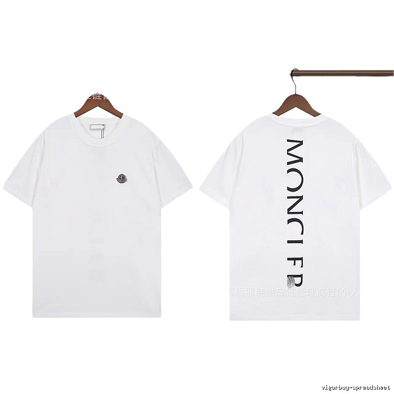 Moncler Letter Print Trendy Style White T-Shirt