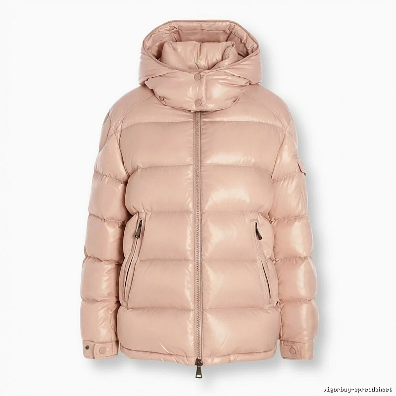 Moncler shiny casual pink down jacket