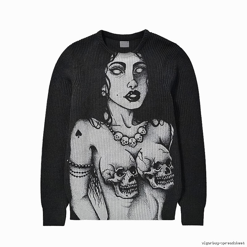 Monogram Anime graphic sweater Black Knit Top for Casual Outfits
