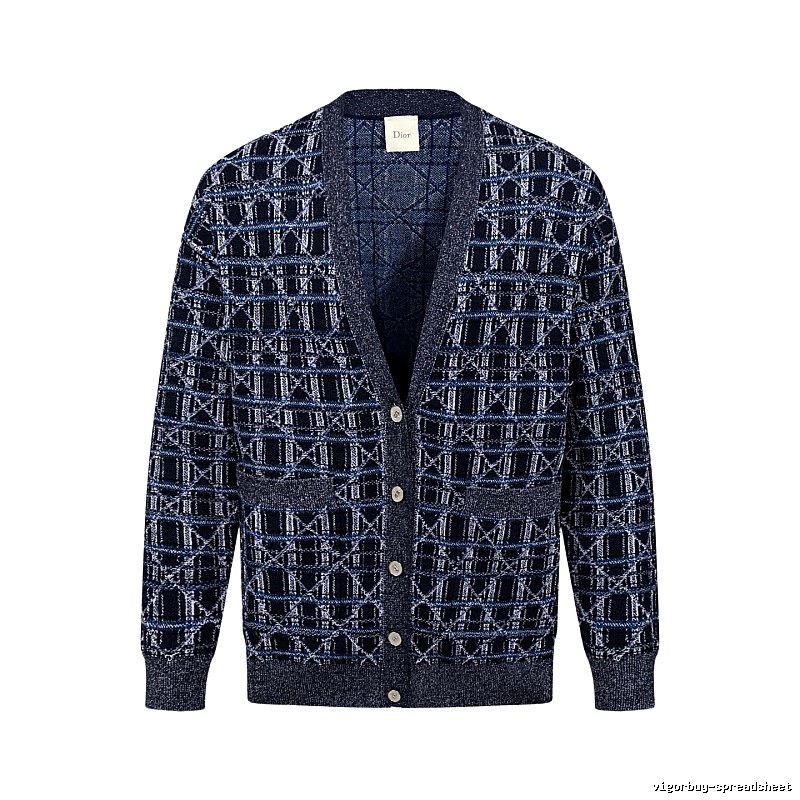 Navy Dior Button-front Cardigan for Layered Winter Looks