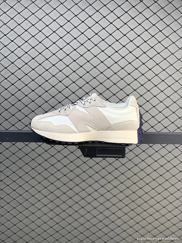 New Balance Cream and Taupe Retro Runners Featuring Chunky Sole Geometry