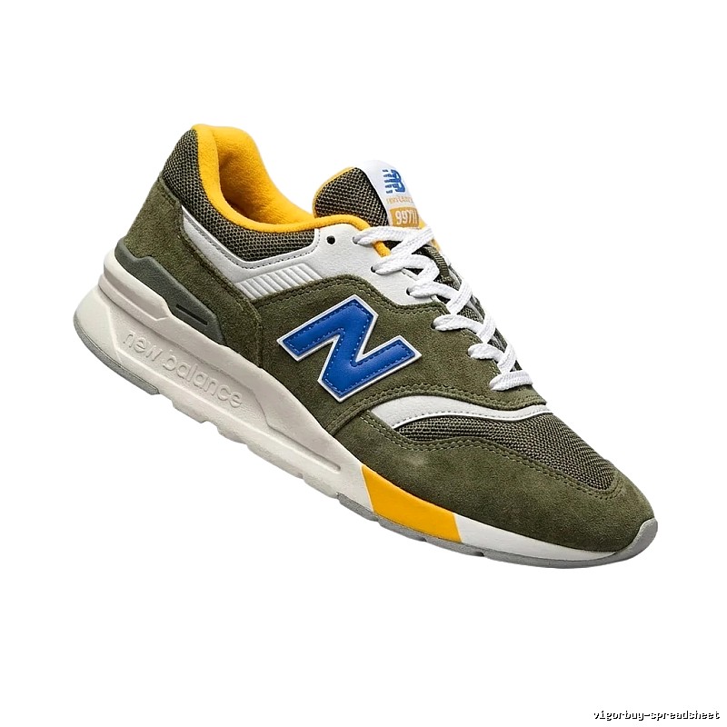 New Balance retro-style olive green sports shoes