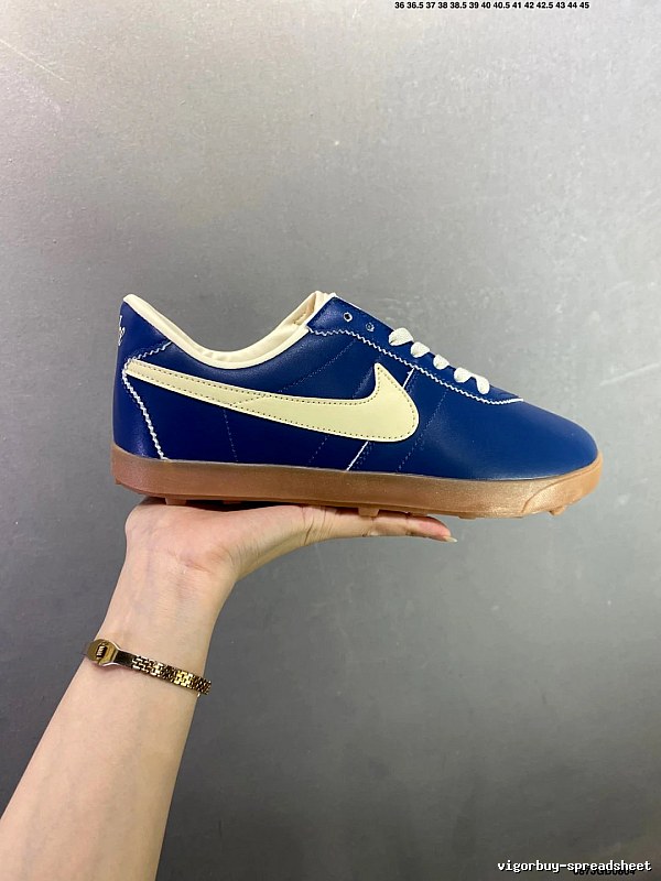 Nike Blue and Cream Waffle-Sole Runners Defined by Streamlined Toe