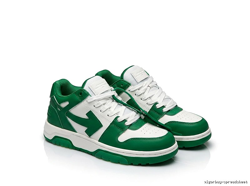 Off-White Green and White Trendy Sports Shoes