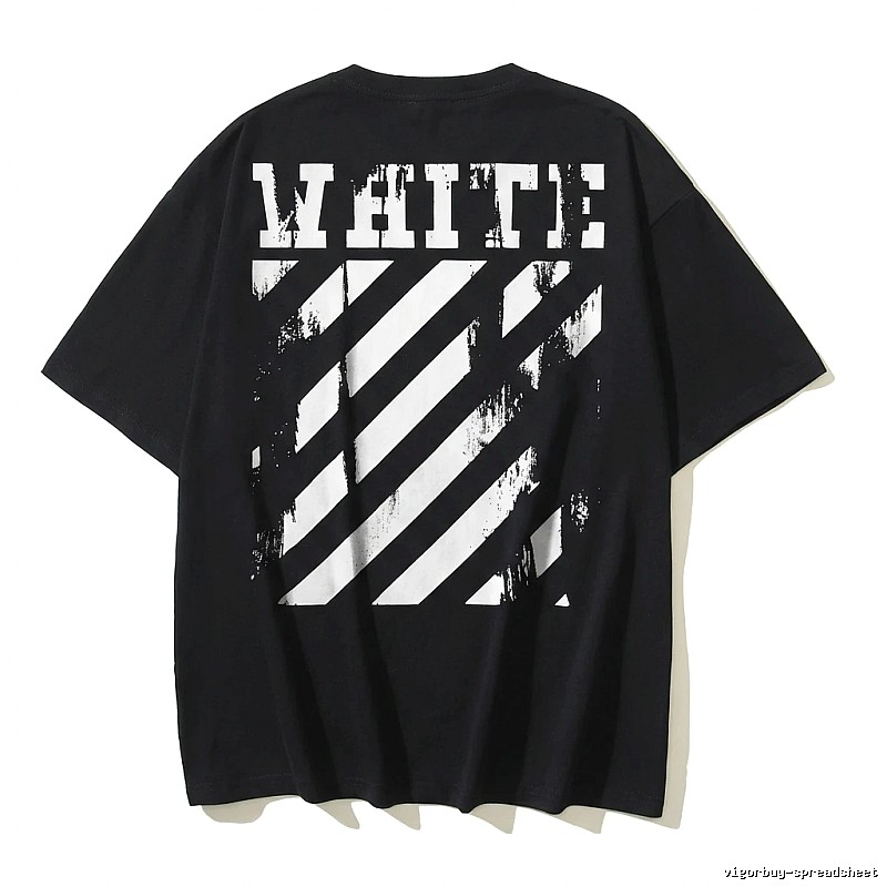 Off-White striped-style black T-shirt