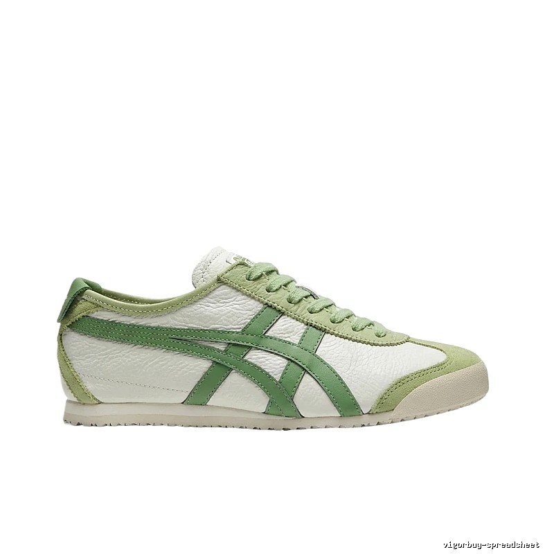 Onitsuka Tiger casual green and white shoes.