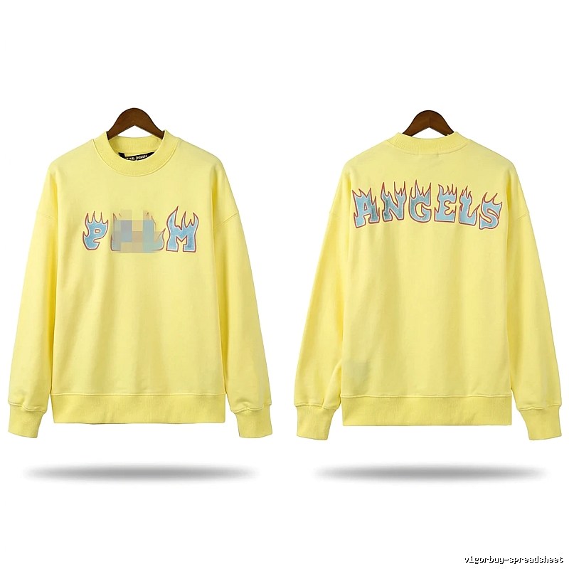 Palm Angels Flame Trendy Brand Yellow Sweatshirt