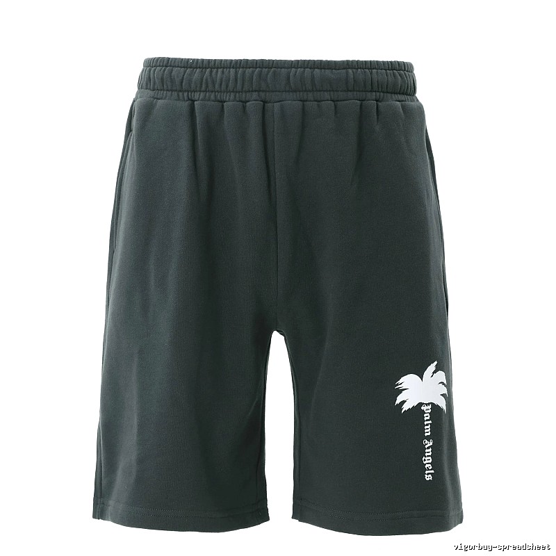 Palm Angels Palm Tree Style Dark Grey Shorts