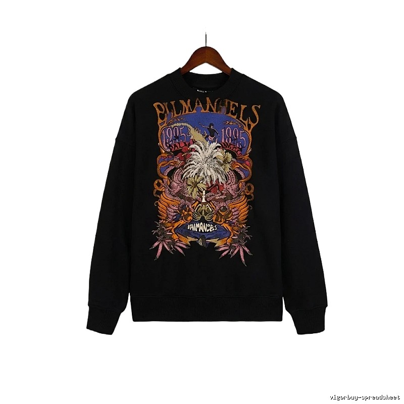Palm Angels Printed Trendy and Cool Black Sweatshirt
