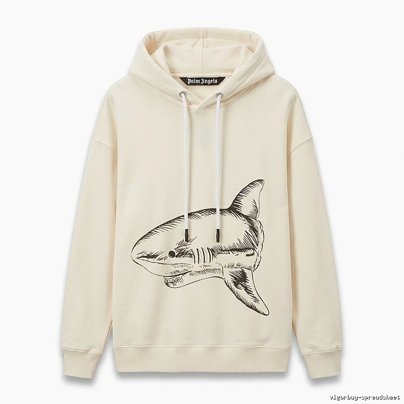 Palm Angels Shark Series Simple Style Beige Hoodie