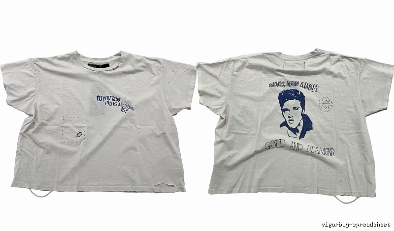 Paly Hollywood Elvis Vintage Distressed White T-Shirt