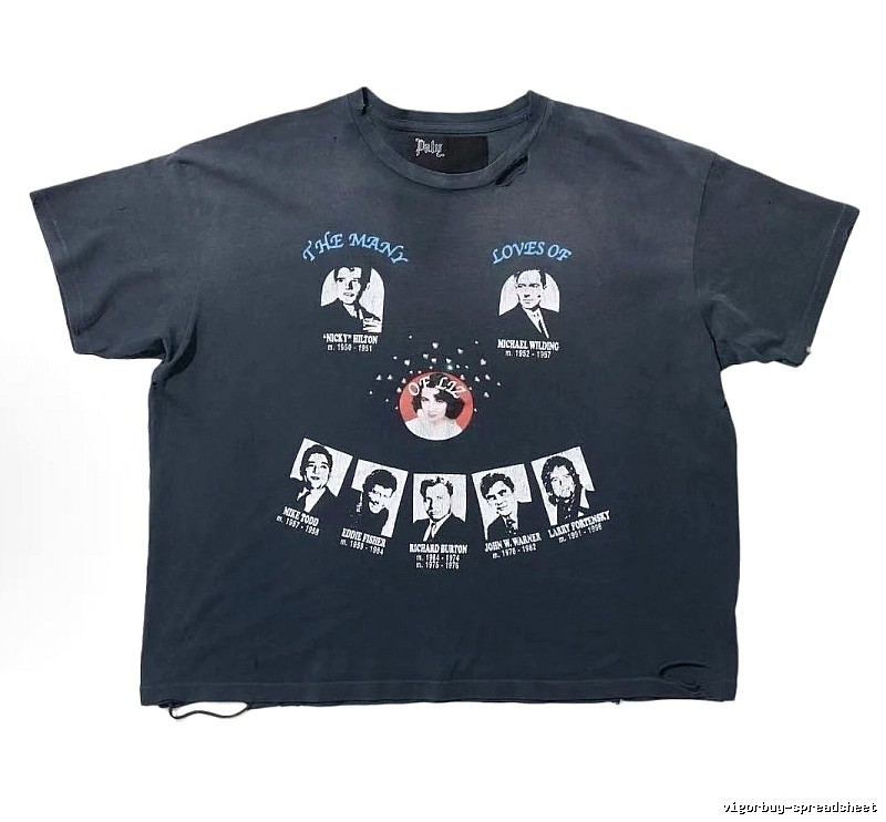 Paly Hollywood Portrait Print Vintage Charcoal Black T-Shirt