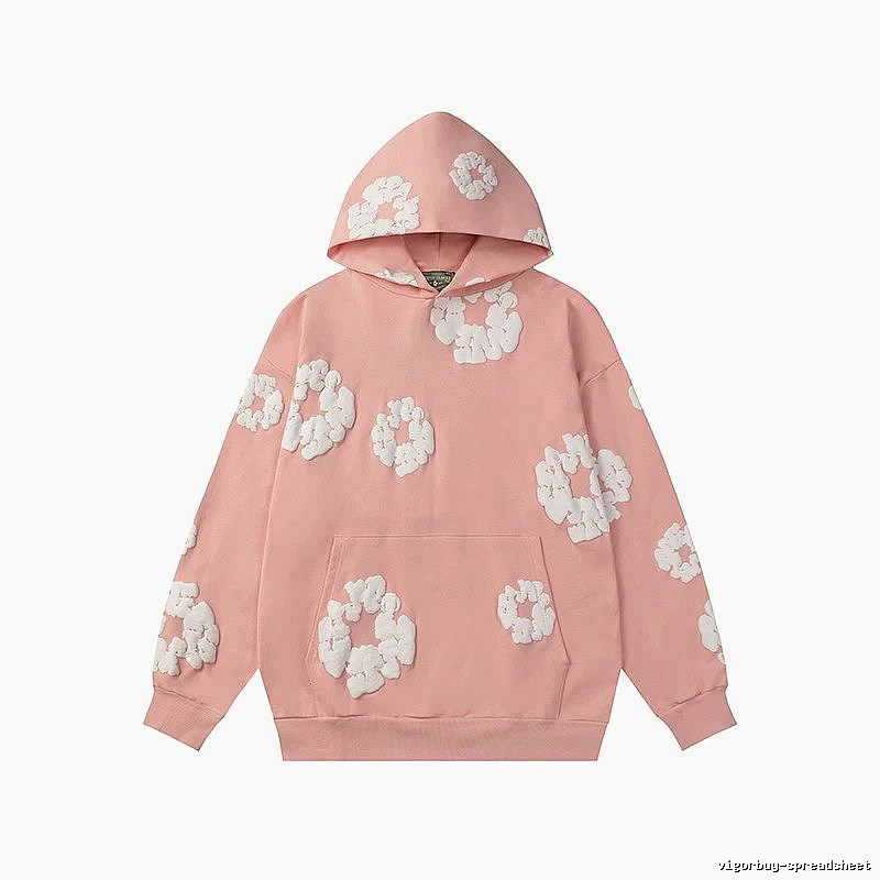 Peach Pink Floral Pullover Hoodie