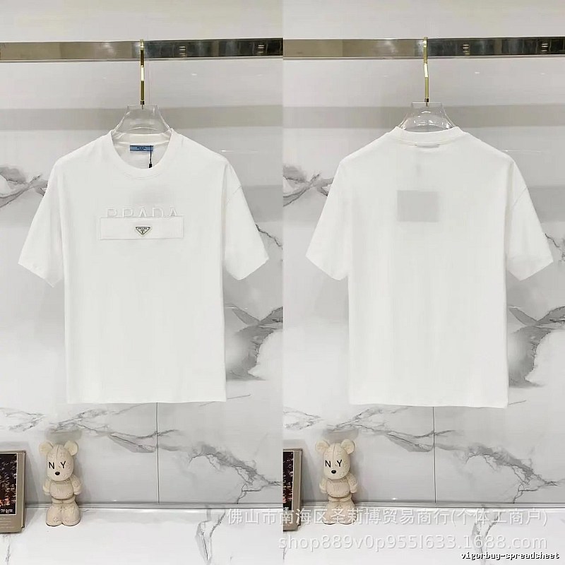 Prada Classic Triangle Logo Minimalist Style White T-Shirt