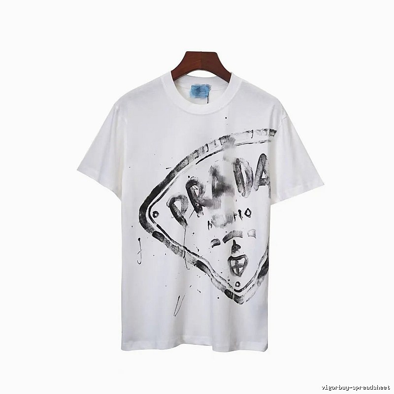 Prada Graffiti Print Street Style White T-Shirt