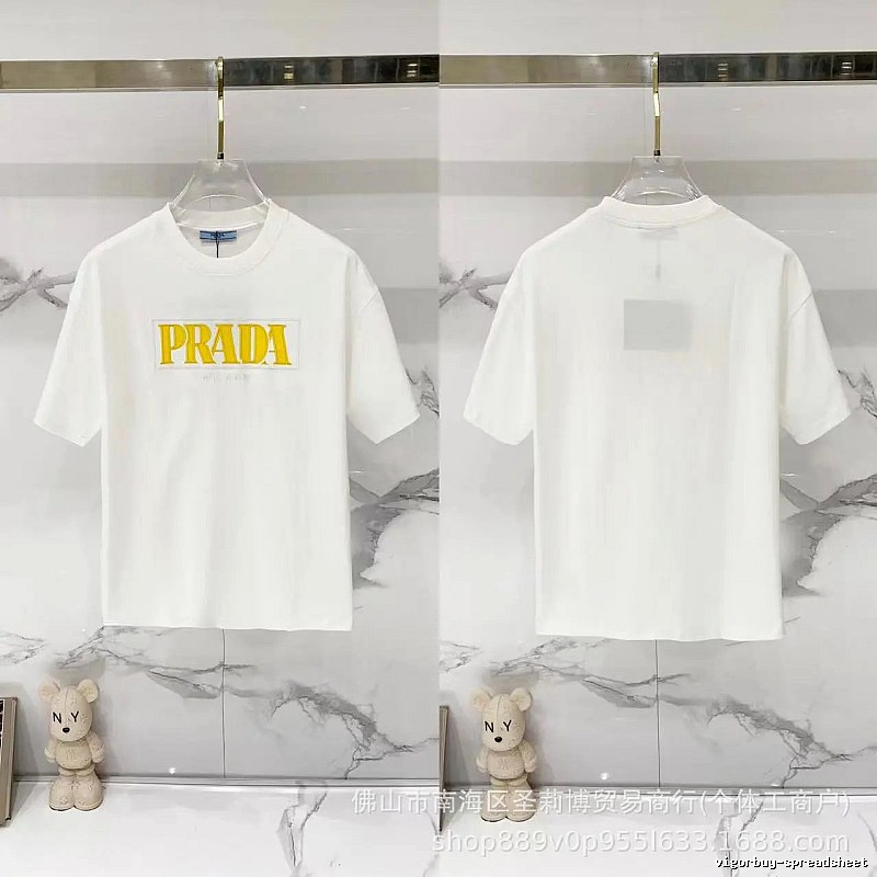 Prada Letter Print Streetwear Style White T-Shirt