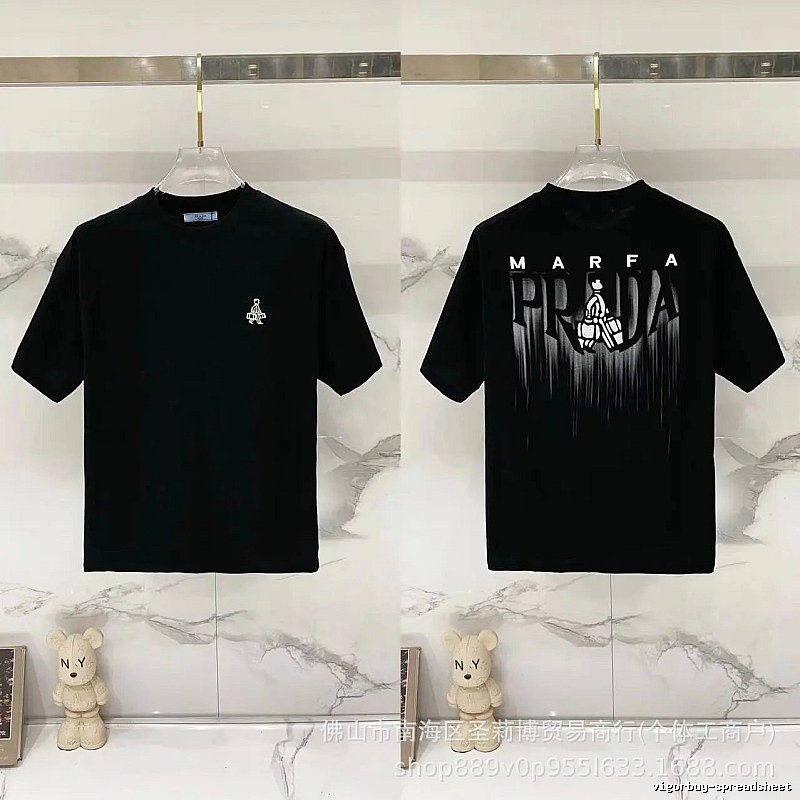 Prada Marfa Streetwear Style Black Short-sleeve T-shirt