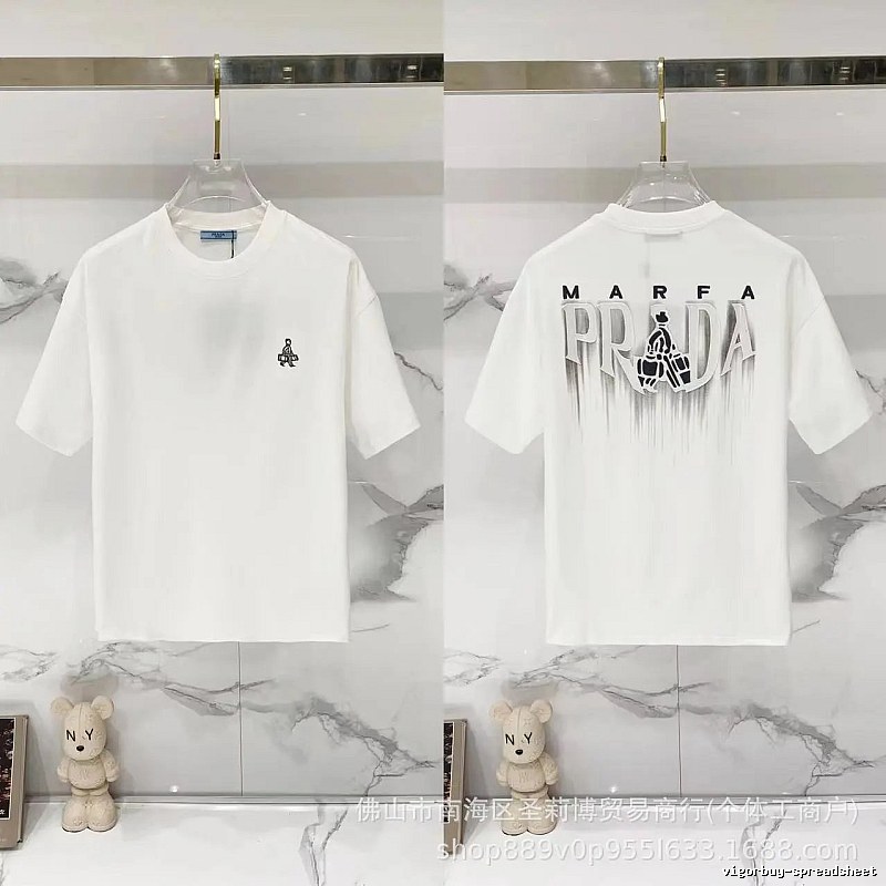 Prada MARFA Streetwear Style White Short-Sleeve T-Shirt