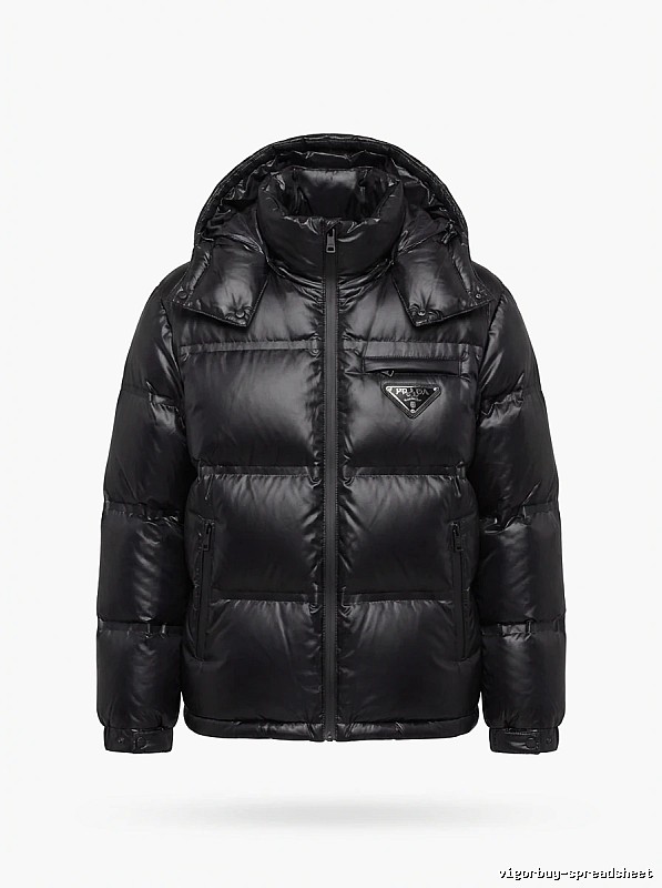 Prada triangle logo black down jacket