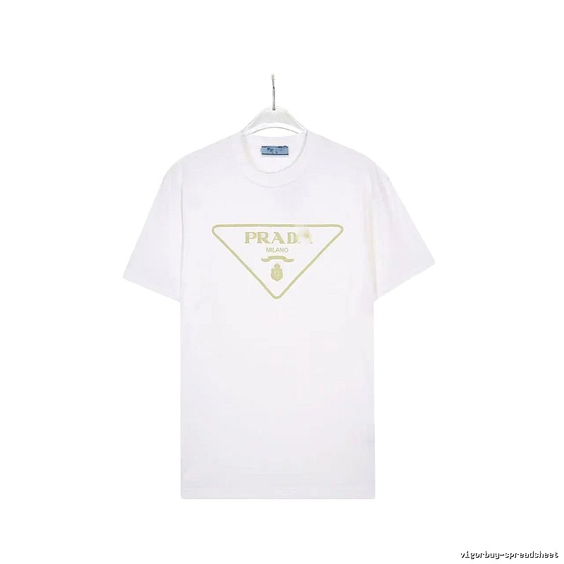 Prada Triangle Logo Casual Style White Short-sleeve T-shirt