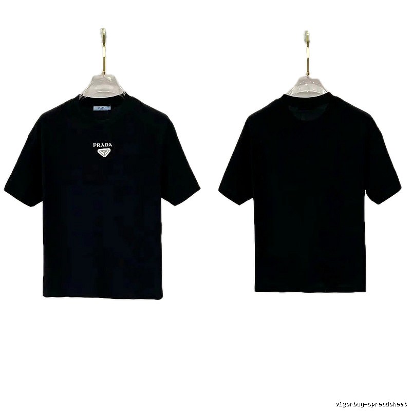 Prada Triangle Logo Minimalist Style Black Short-sleeve T-shirt
