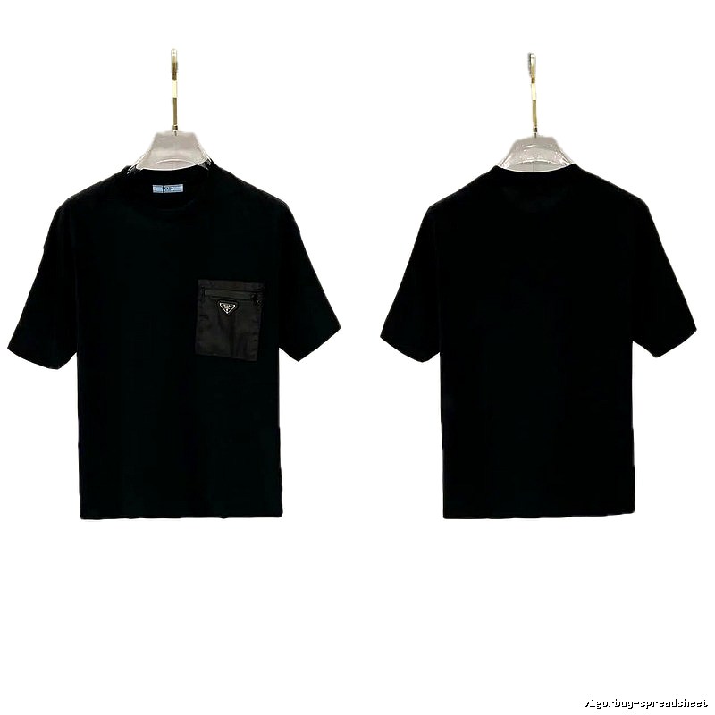 Prada Triangle Logo Minimalist Style Black Short-sleeve T-shirt