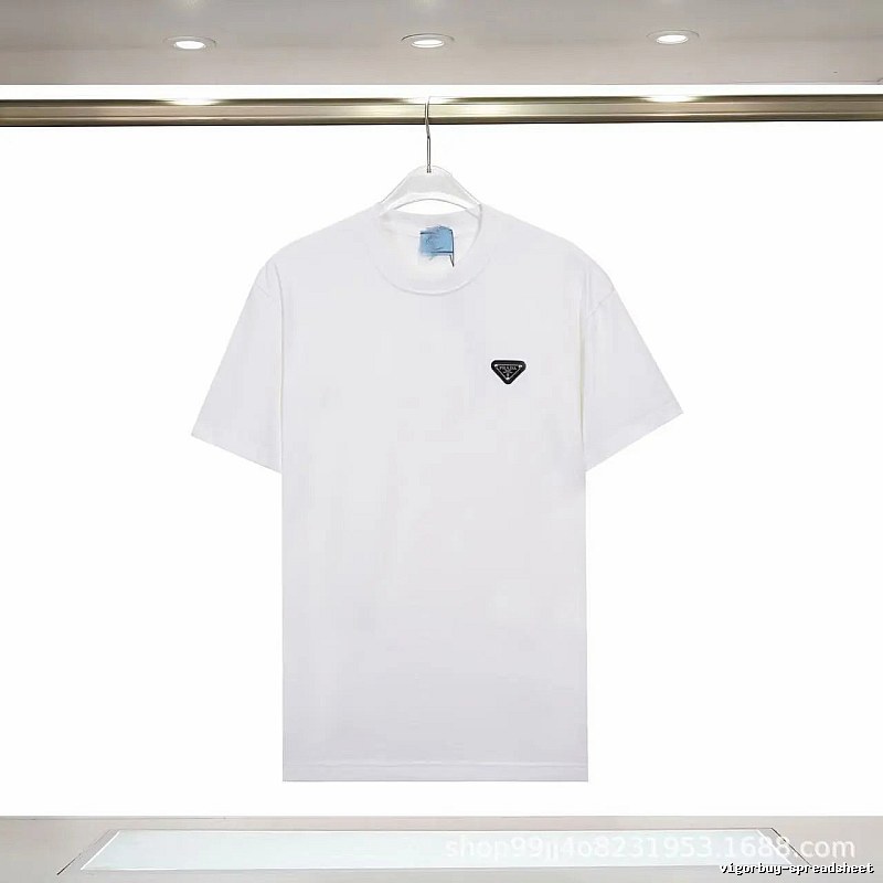 Prada Triangle Logo Minimalist Style White Short-sleeve T-shirt