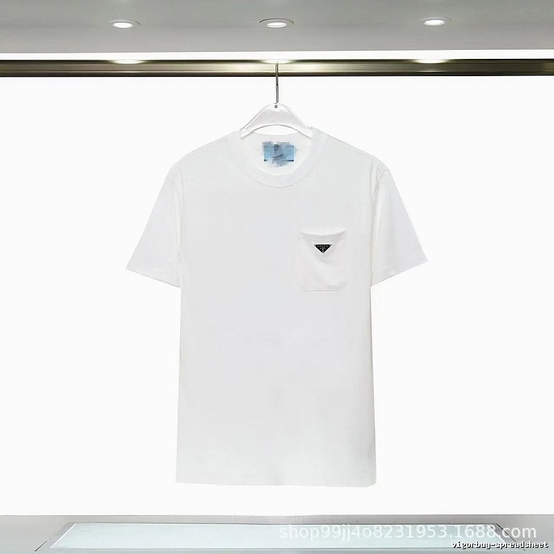 Prada Triangle Logo Minimalist Style White Short-sleeve T-shirt