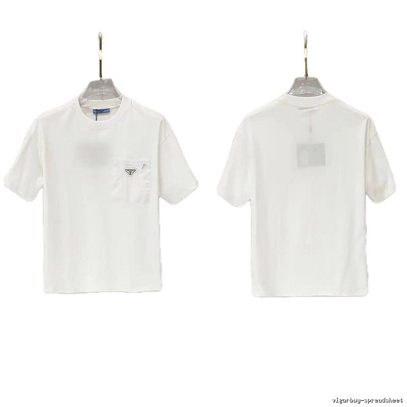 Prada Triangle Logo Minimalist Style White Short-sleeve T-shirt