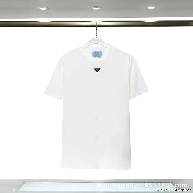 Prada Triangle Logo Minimalist Style White T-Shirt