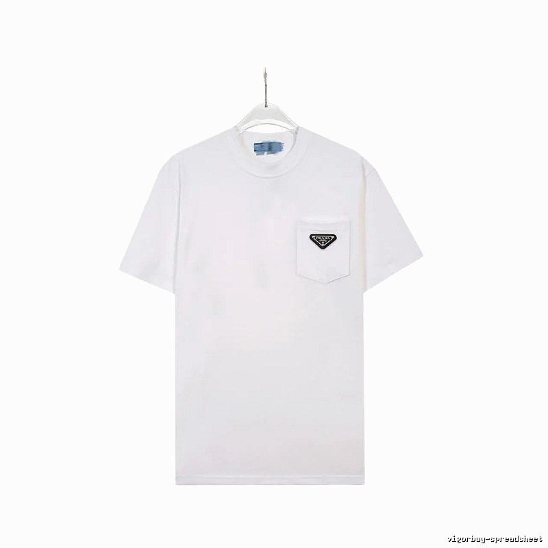 Prada Triangle Logo Minimalist Style White T-Shirt