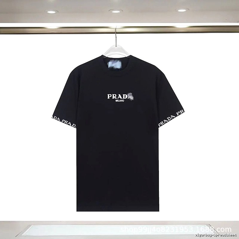 Prada Webbing Trendy Style Black Short-sleeve T-shirt