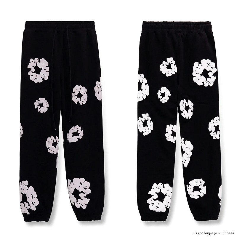 Printed casual black pants with DENIM TEARS style
