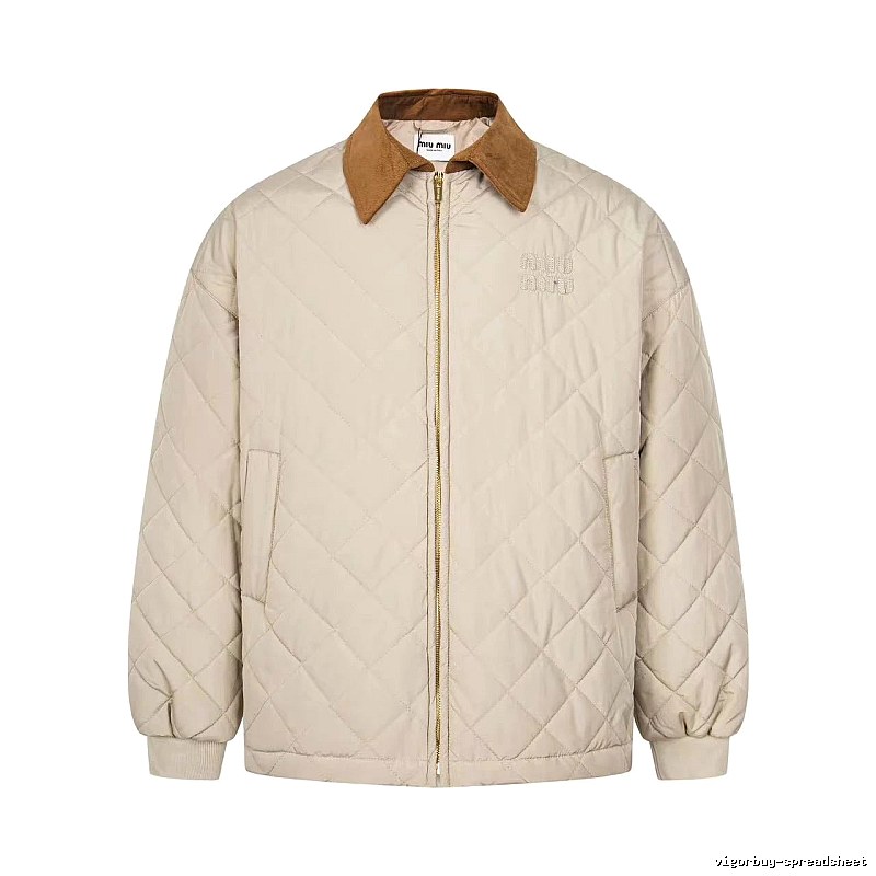 Quilted Collared Jacket with diamond stitching and a contrasting brown collar - Travel