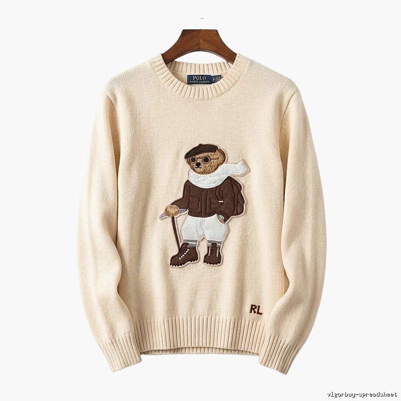 Ralph Lauren Bear Retro Style Beige Sweater