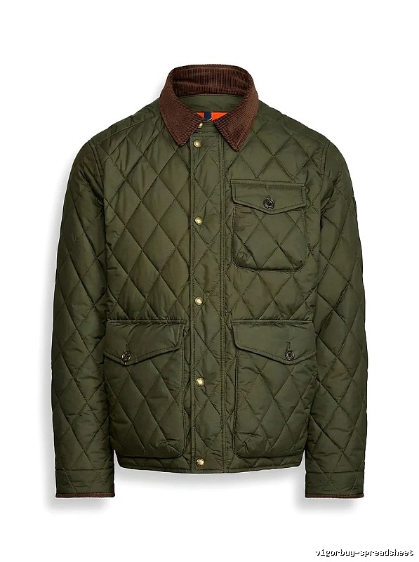 Ralph Lauren diamond-patterned olive green cotton-padded coat