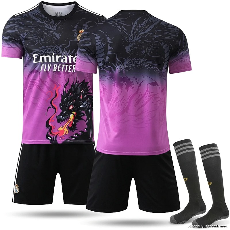 Real Madrid dragon pattern gradient purple jersey