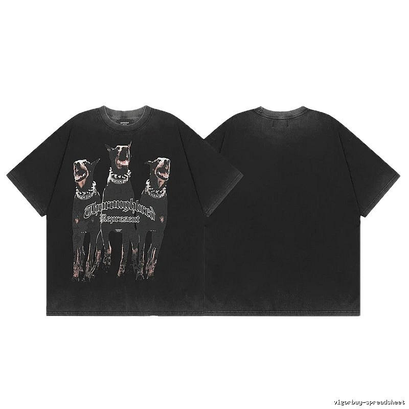 Represent Doberman Print Vintage Style Black Short-sleeve T-shirt