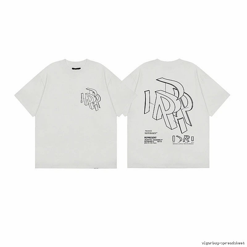 Represent Geometric Print Street-style Off-white T-shirt