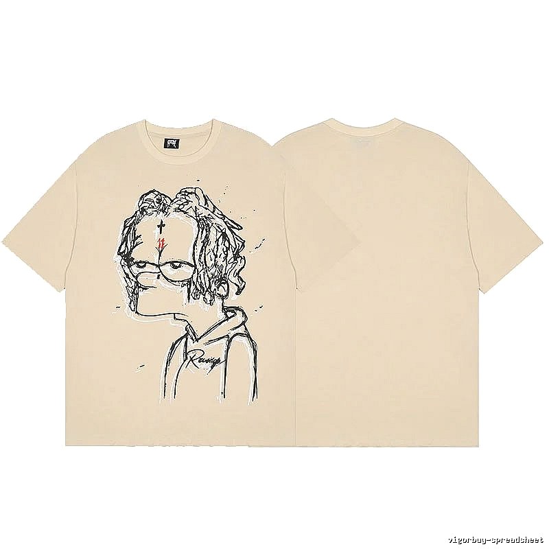 Revenge Beige Skull Graphic T-Shirt Visual Accent