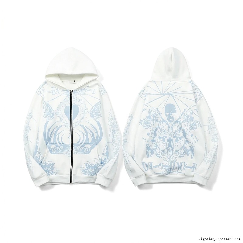 Revenge Skull Print White Hoodie