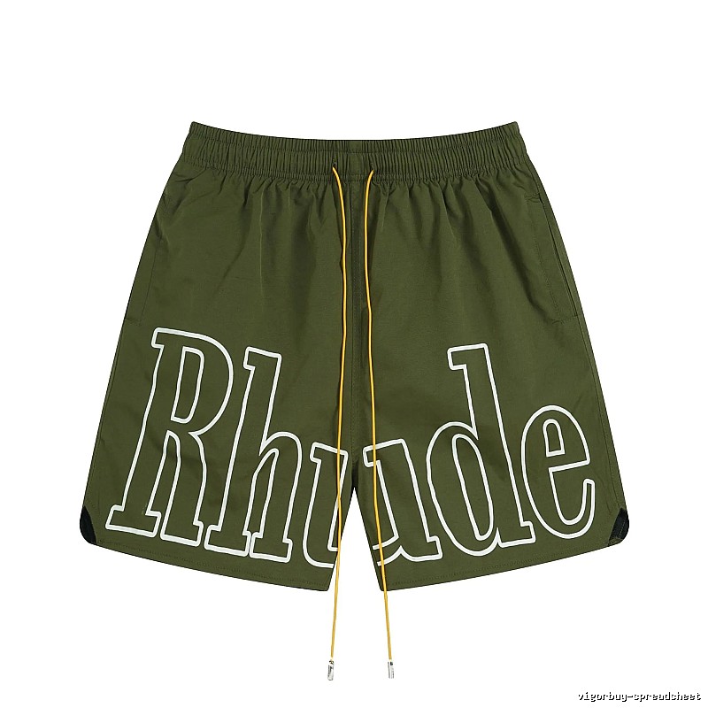 RHUDE letter-style military green shorts