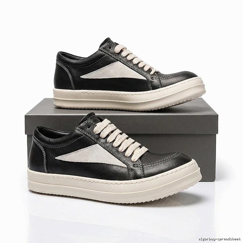 Rick Owens retro-style black and grey skate shoes