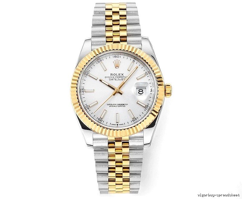 Rolex Two-Tone Datejust Watch - White Baton Dial Travel Edit