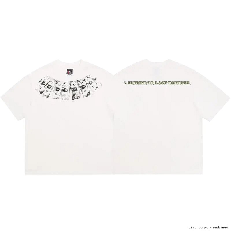 SAINT Dollar Bill Print Street Style White T-Shirt