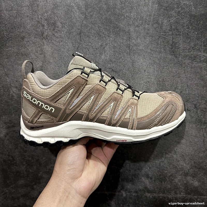 Salomon Trail Sneakers, Tan and Quick-Lace Style Cords