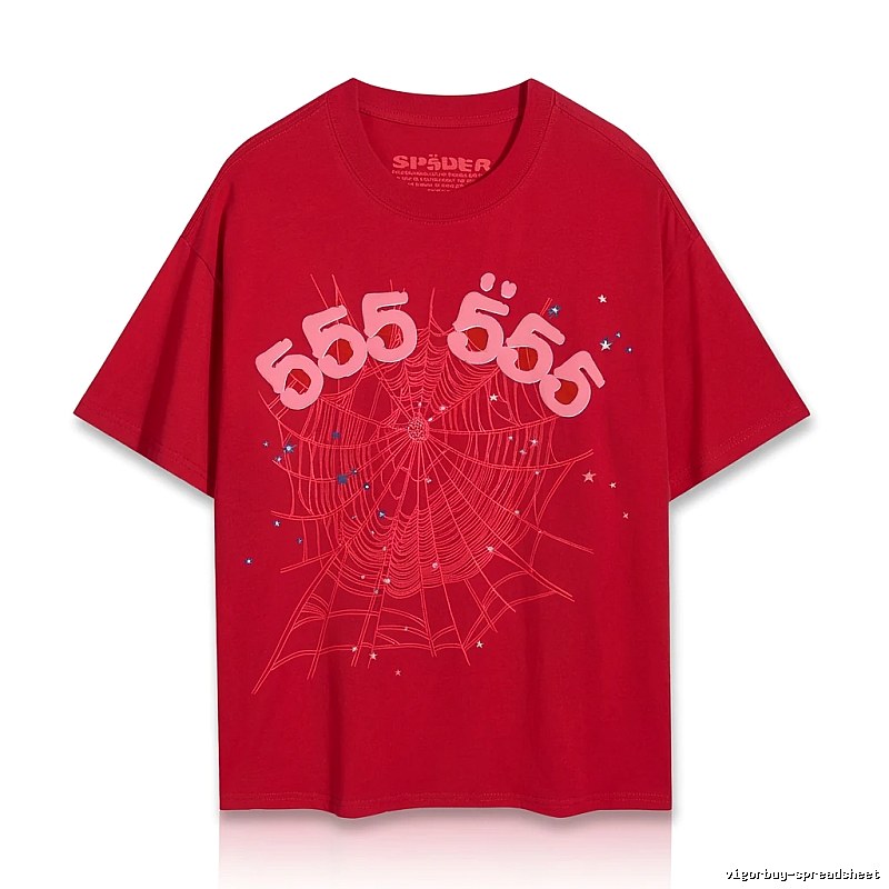 Sp5der 555 Series Trendy Red T-shirt